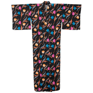 KIKIYUKATA 3 Tulips Black-WEAR-kiwandakiwanda-kiwandakiwanda